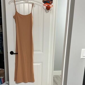 Elegant Tan Spaghetti Strap Dress